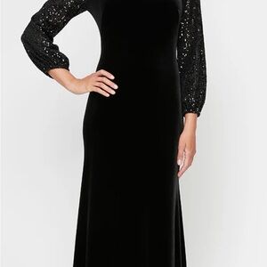 Alex Evenings Black Dress with Sequin Sleeves